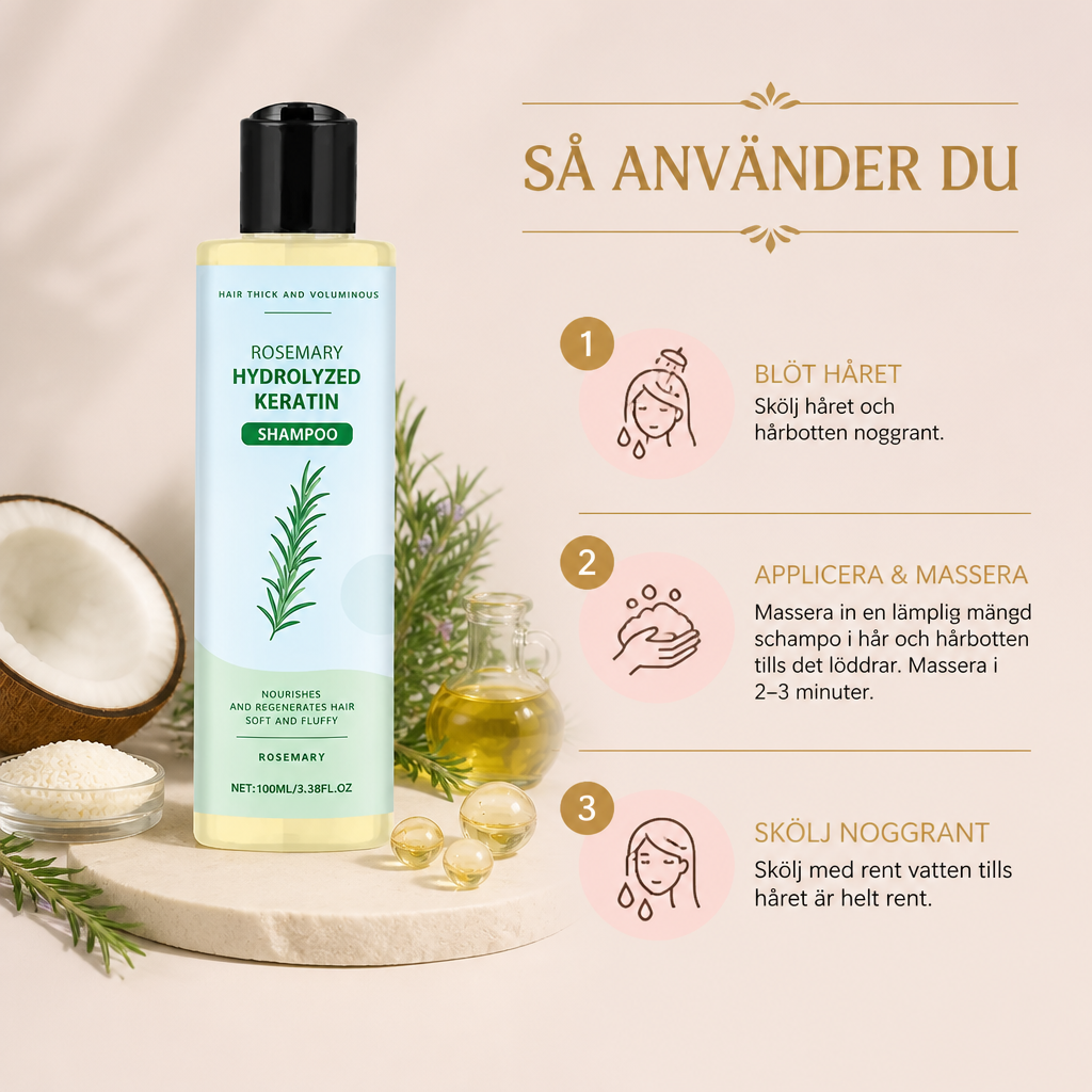 Rosmarin Keratin Reparationsschampo – Återfuktande Formula För Mjukt Hår