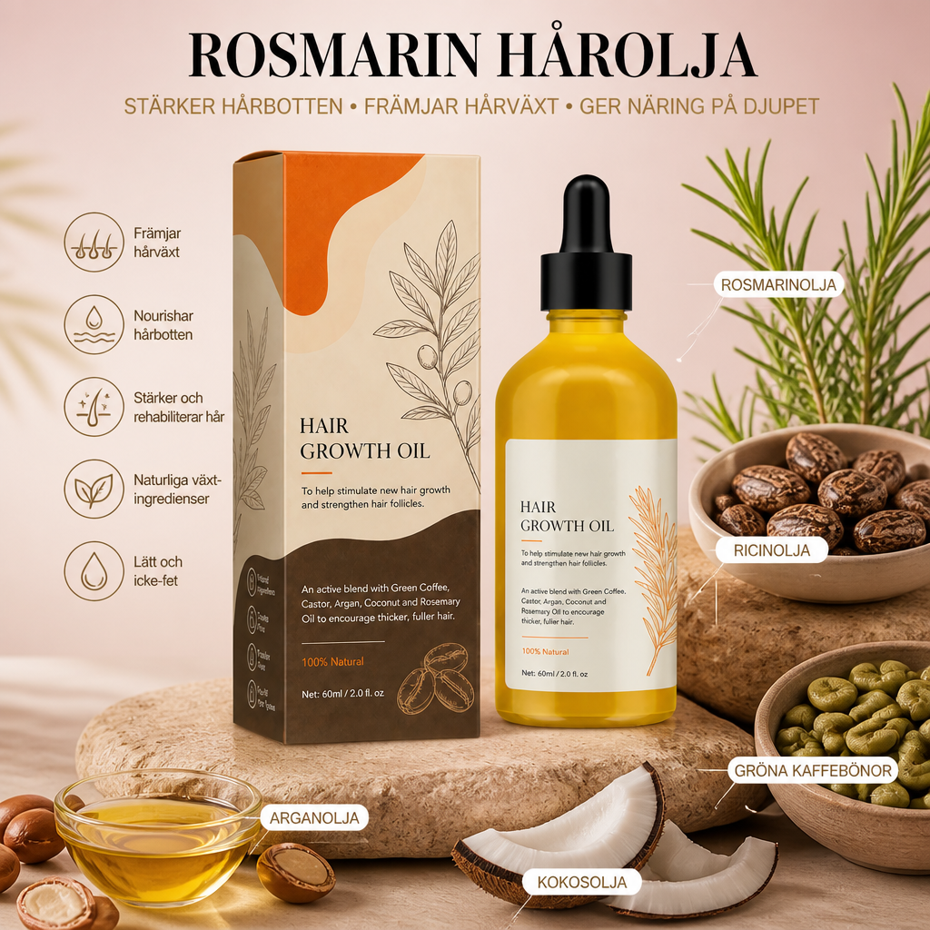 Rosmarin Hårolja – Närande Hårbottenvårdsformula För Mjukt Hår