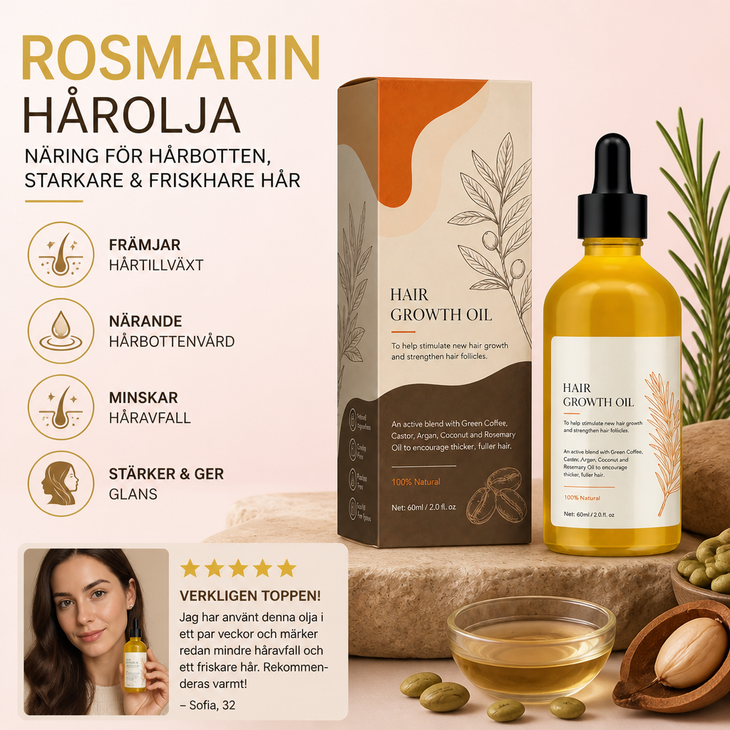 Rosmarin Hårolja – Närande Hårbottenvårdsformula För Mjukt Hår