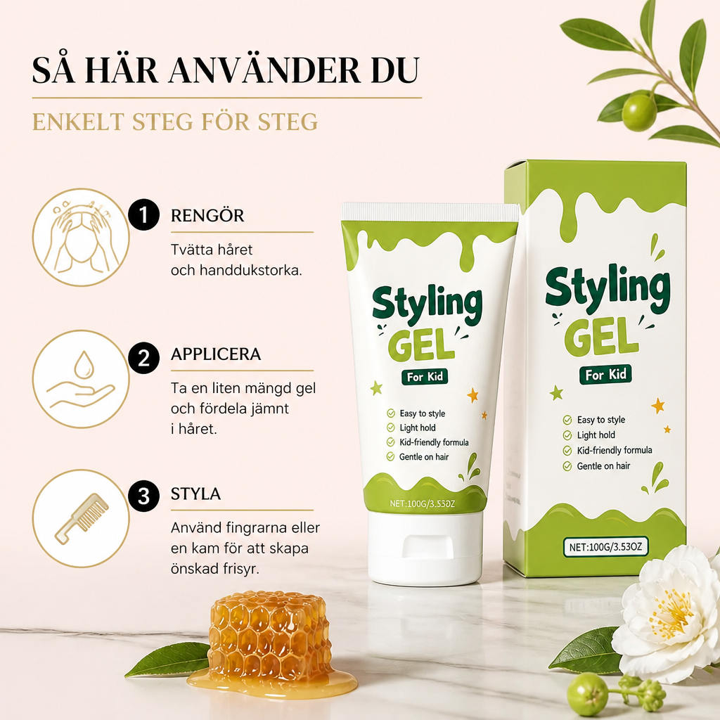Barnhårstylingsgel – Skonsam Stadga & Återfuktande Hårvård