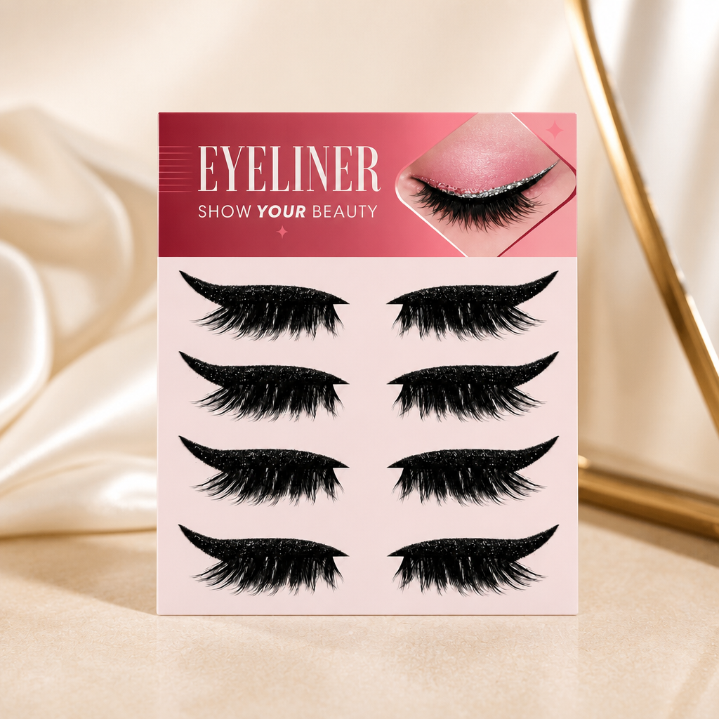 Glittrande Vingformade Eyelinerstickers – Enkel Glittrande Ögonmakeup-Accent