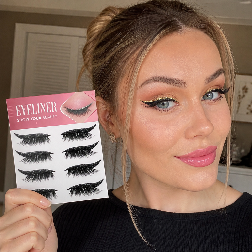 Glittrande Vingformade Eyelinerstickers – Enkel Glittrande Ögonmakeup-Accent