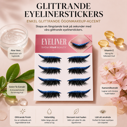 Glittrande Vingformade Eyelinerstickers – Enkel Glittrande Ögonmakeup-Accent