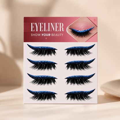 Glittrande Vingformade Eyelinerstickers – Enkel Glittrande Ögonmakeup-Accent