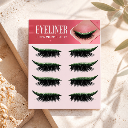 Glittrande Vingformade Eyelinerstickers – Enkel Glittrande Ögonmakeup-Accent