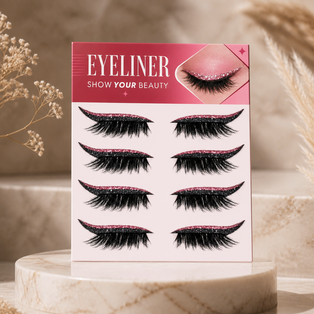 Glittrande Vingformade Eyelinerstickers – Enkel Glittrande Ögonmakeup-Accent