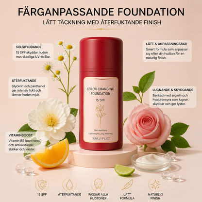 Färganpassande Foundation – Lätt Täckning Med Återfuktande Finish