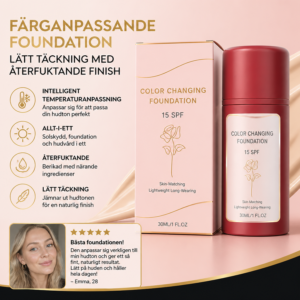 Färganpassande Foundation – Lätt Täckning Med Återfuktande Finish
