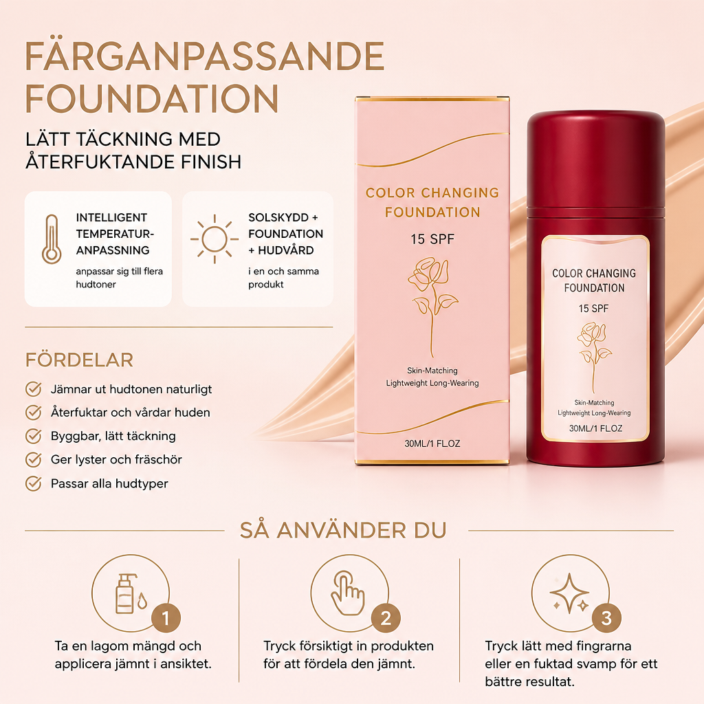 Färganpassande Foundation – Lätt Täckning Med Återfuktande Finish