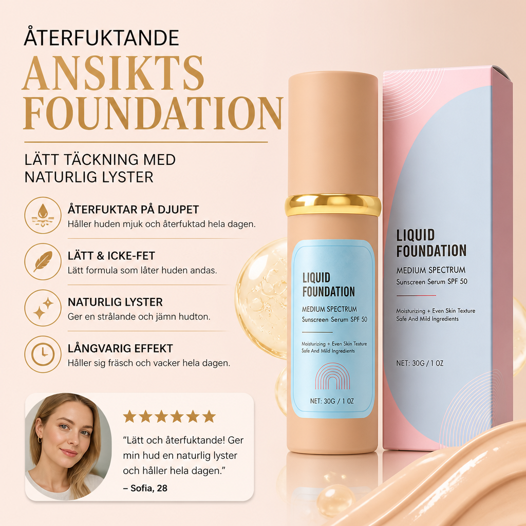 Återfuktande Ansiktsfoundation – Lätt Täckning Med Naturlig Lyster