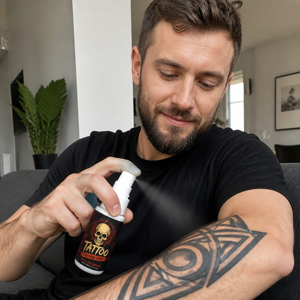 Tatueringslugnande Spray – Skonsam Vårdformula För Tatuerad Hud
