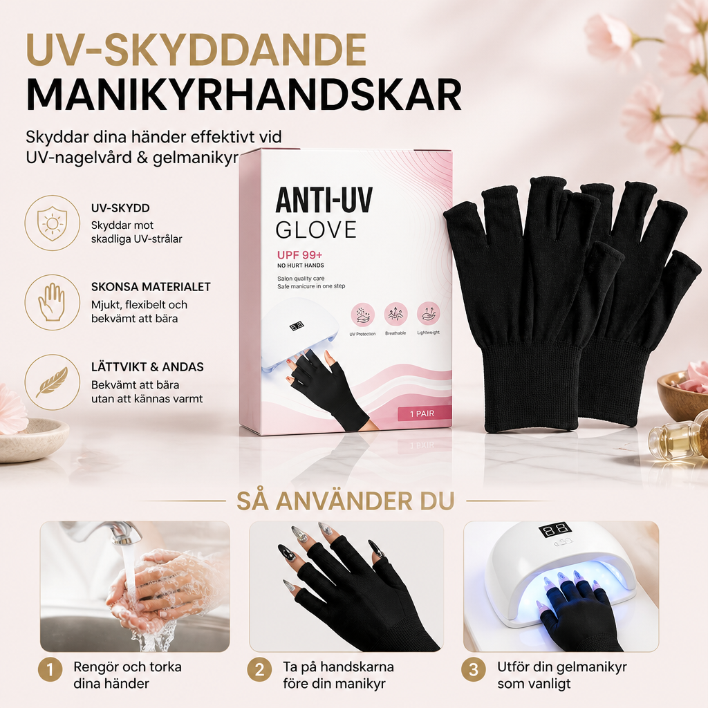 UV-skyddande Manikyrhandskar – Flexibla Fingerskydd För Nagelvård