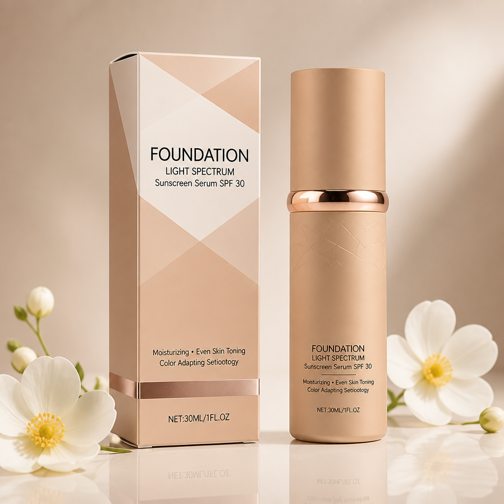Foundationserum Med Ljust Spektrum-Solskydd – Återfuktande Täckning Med SPF-Skydd
