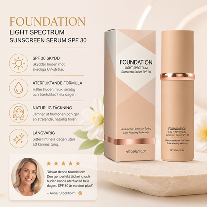 Foundationserum Med Ljust Spektrum-Solskydd – Återfuktande Täckning Med SPF-Skydd