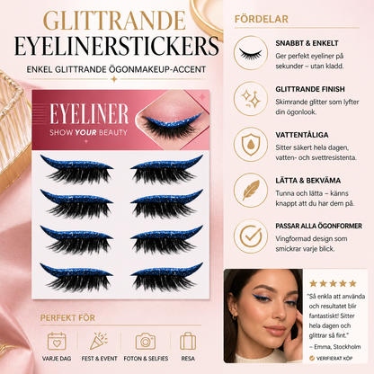 Glittrande Vingformade Eyelinerstickers – Enkel Glittrande Ögonmakeup-Accent