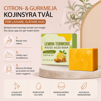 Citron- & Gurkmeja Kojinsyra Rengöringstvål för Ljusare, Slätare Hud