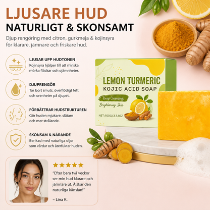 Citron- & Gurkmeja Kojinsyra Rengöringstvål för Ljusare, Slätare Hud