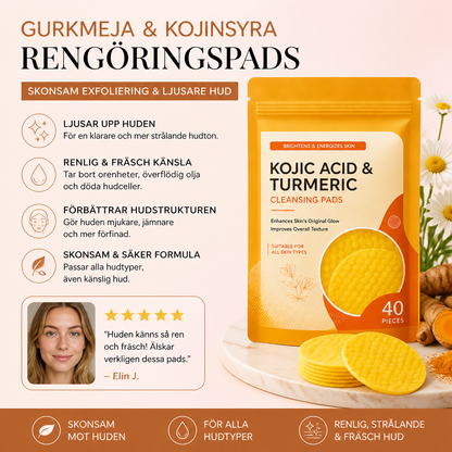 Gurkmeja & Kojinsyra Rengöringspads – Skonsam Exfoliering & Ljusare Hud