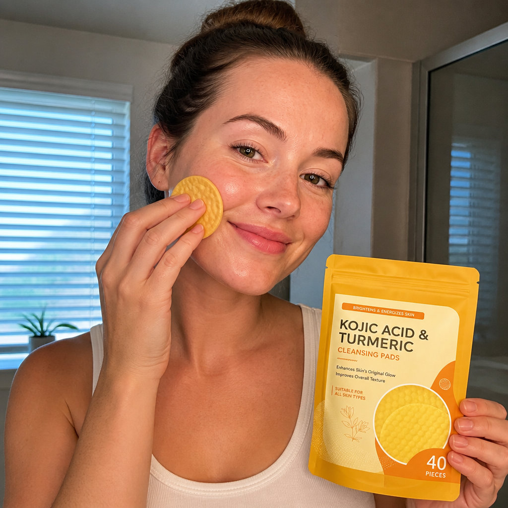 Gurkmeja & Kojinsyra Rengöringspads – Skonsam Exfoliering & Ljusare Hud