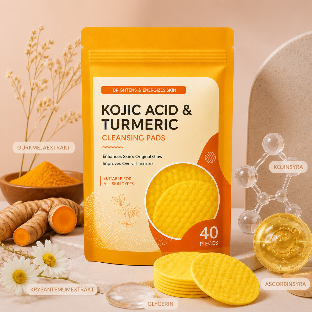 Gurkmeja & Kojinsyra Rengöringspads – Skonsam Exfoliering & Ljusare Hud