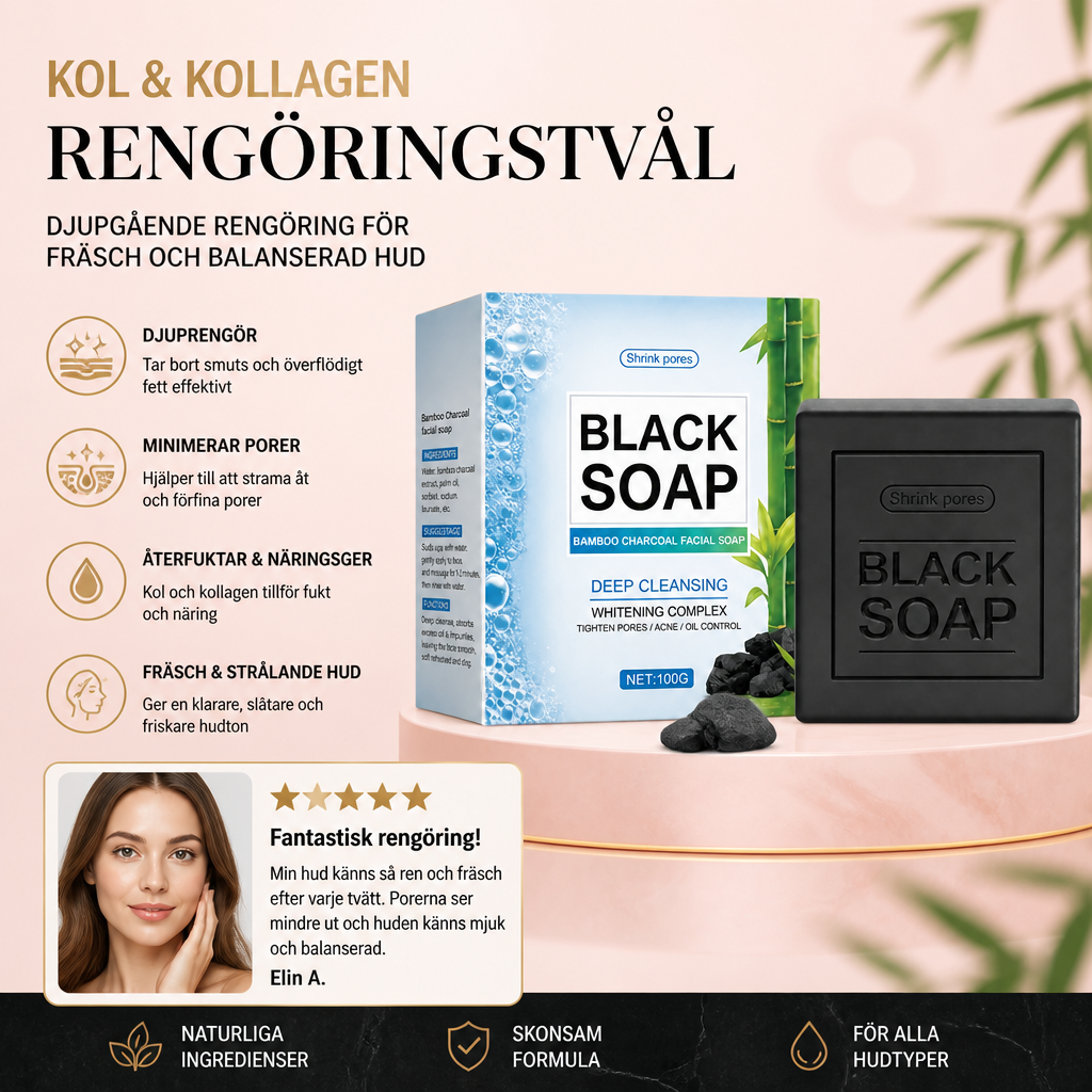 Kol & Kollagen Rengöringstvål – Djupgående Rengöring för Fräsch och Balanserad Hud