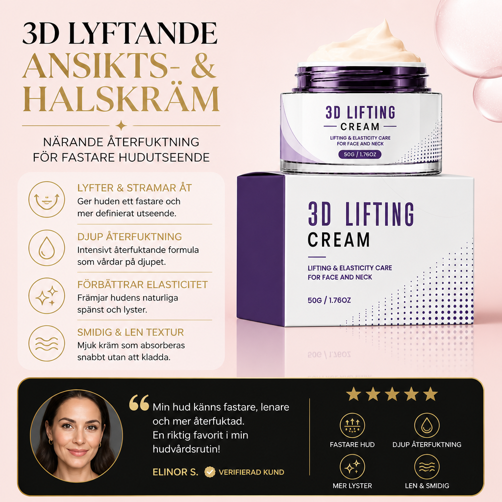 3D Lyftande Ansikts- & Halskräm – Närande Återfuktning för Fastare Hudutseende