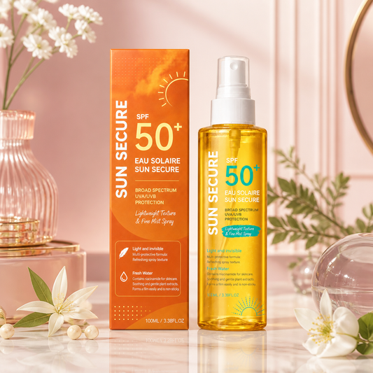 Bredspektrum SPF 50+ Solskyddsmist – Lätt Dagligt UV-skydd