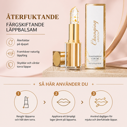Återfuktande Färgskiftande Läppbalsam med Hyaluronsyra & Guld