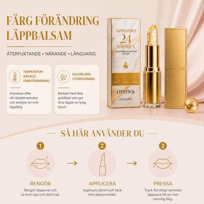 Överföringsbeständigt Färgskiftande Läppbalsam Med Hyaluronsyra & Guld