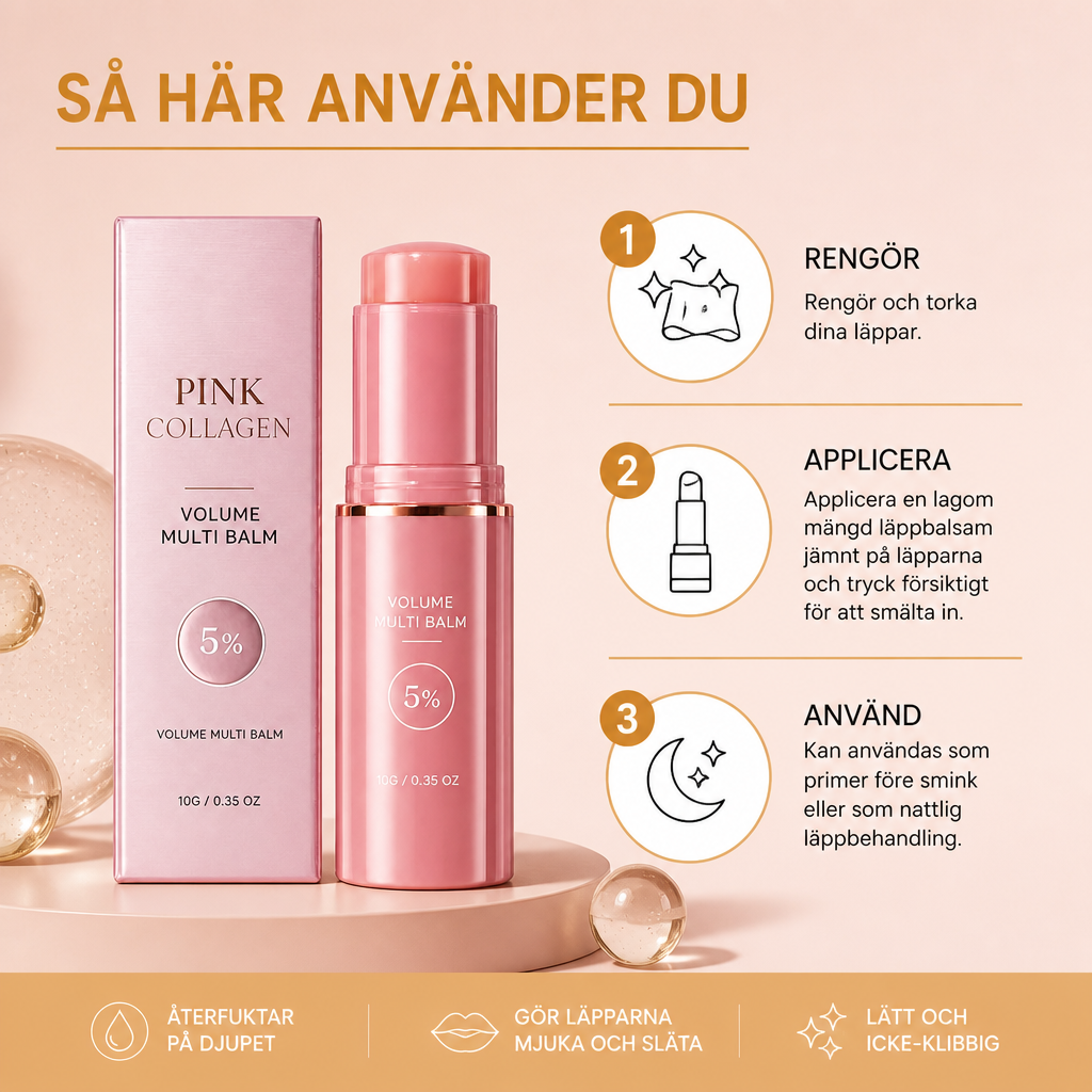 Närande Läppbalsam Med Kollagen & E-vitamin För Mjuka, Släta Läppar