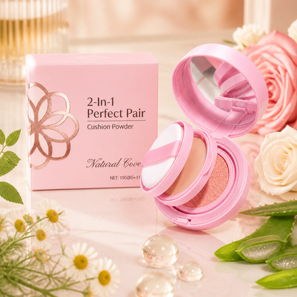 2-i-1 Cushion-puderfoundation – Lättviktig Slät Matt Finish
