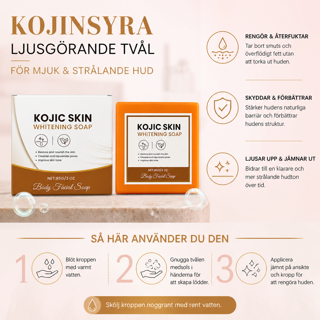 Kojinsyra Ljusgörande Tvål – För Mjuk och Strålande Hud i Ansikte & Kropp
