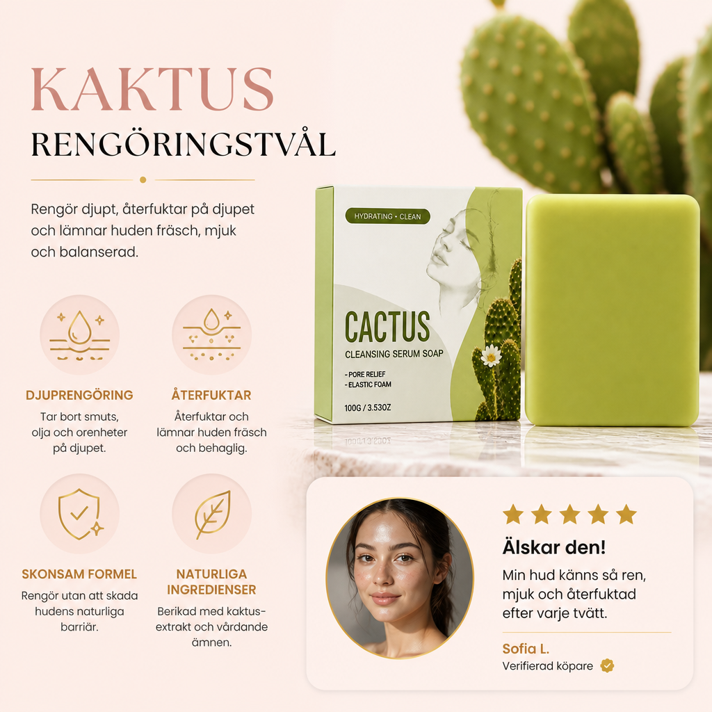 Kaktus Återfuktande Rengöringstvål för Fräsch, Mjuk & Balanserad Hud
