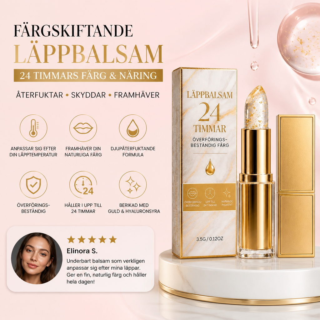 Överföringsbeständigt Färgskiftande Läppbalsam Med Hyaluronsyra & Guld