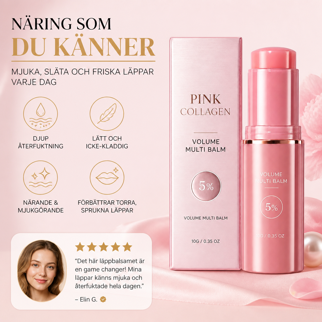 Närande Läppbalsam Med Kollagen & E-vitamin För Mjuka, Släta Läppar