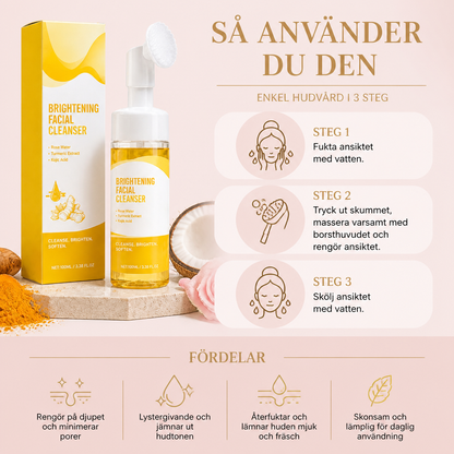 Gurkmeja & Kojic Brightening Ansiktsrengöring med Mjuk Silikonborste
