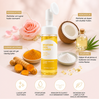 Gurkmeja & Kojic Brightening Ansiktsrengöring med Mjuk Silikonborste
