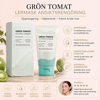 Grön Tomat Lermask Ansiktsrengöring – Djuprengöring & Fräsch Hudkänsla