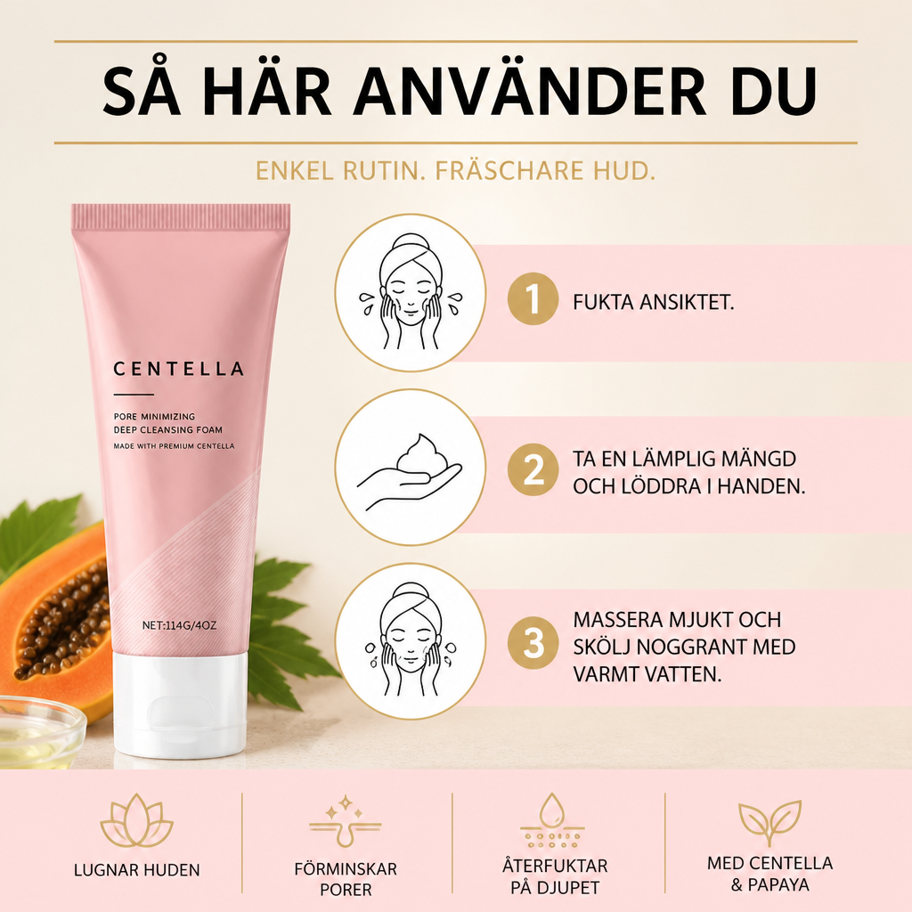 Papaya & Centella Skummande Ansiktsrengöring För Fräschare Hud Med Klarare Utseende