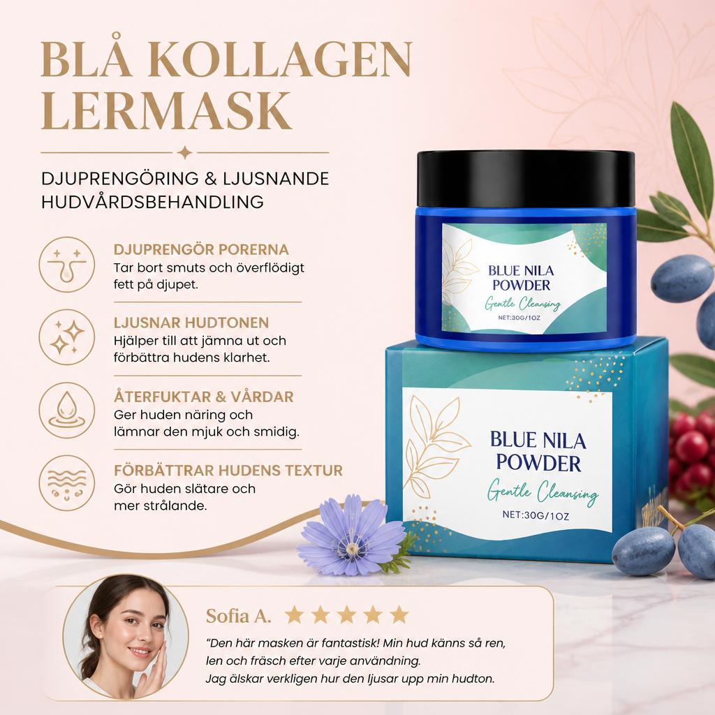 Blå Kollagen Lermask – Djuprengörande & Ljusnande Hudvårdsbehandling