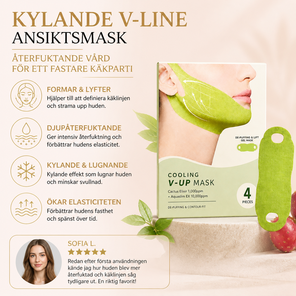 Kylande V-Line Ansiktsmask – Återfuktande Vård För Ett Fastare Käkparti