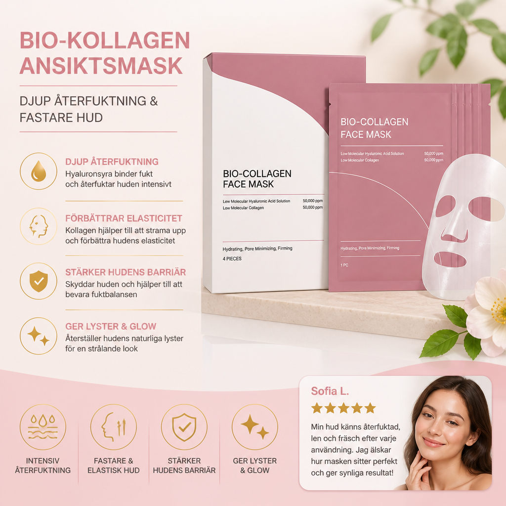 Bio-Kollagen Ansiktsmask – Djup Återfuktning För En Slätare Hud Med Fastare Utseende