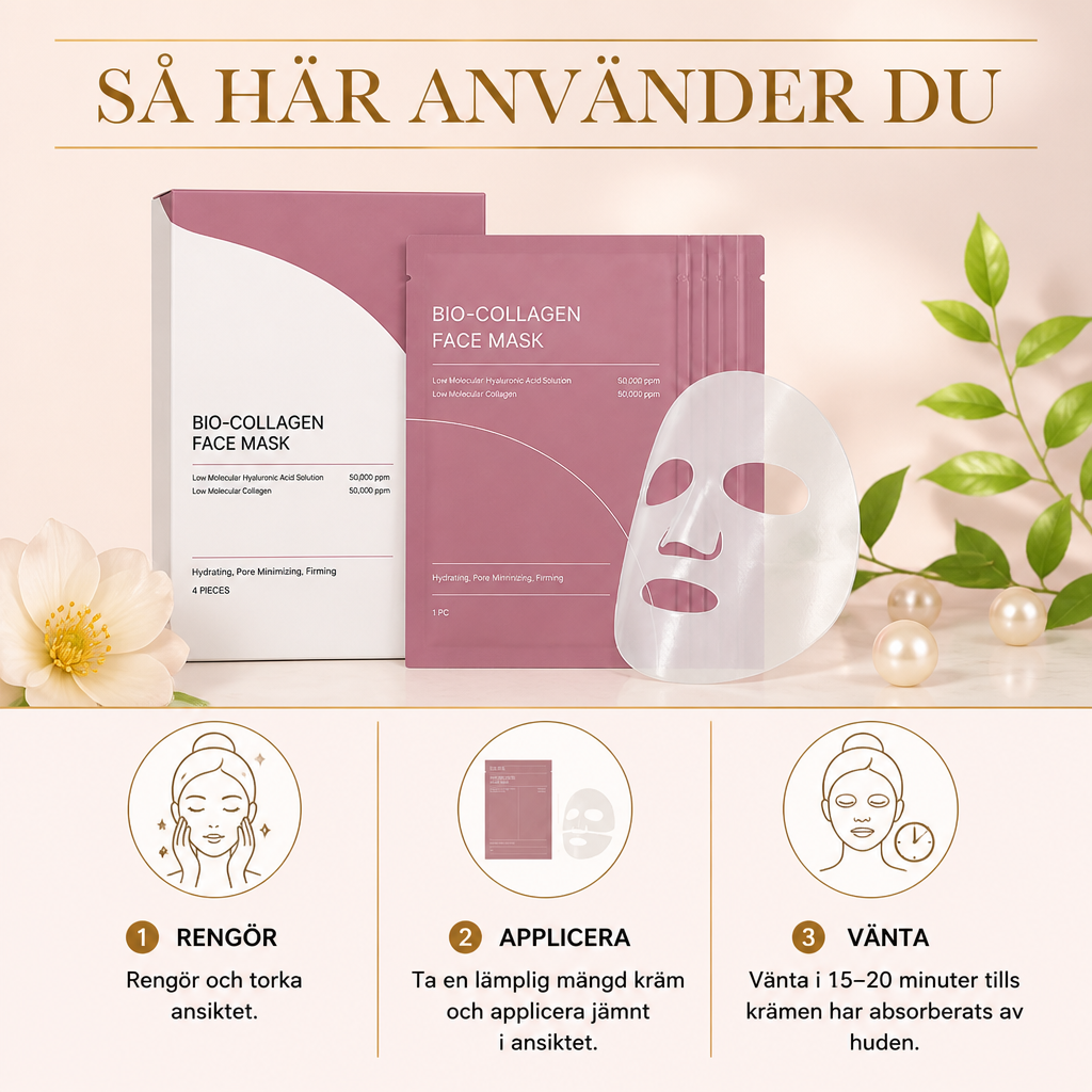 Bio-Kollagen Ansiktsmask – Djup Återfuktning För En Slätare Hud Med Fastare Utseende