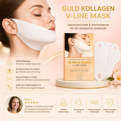Guld Kollagen V-Line Mask – Uppstramande Återfuktning För Ett Skulpterat Utseende