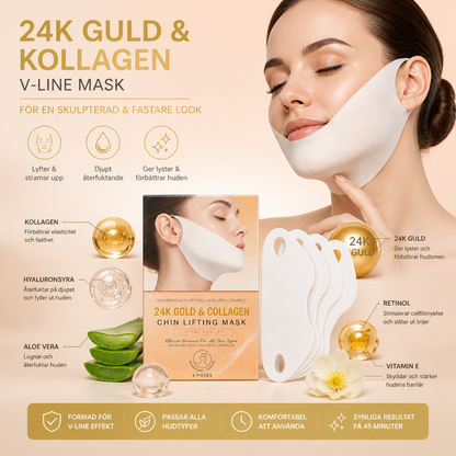 Guld Kollagen V-Line Mask – Uppstramande Återfuktning För Ett Skulpterat Utseende