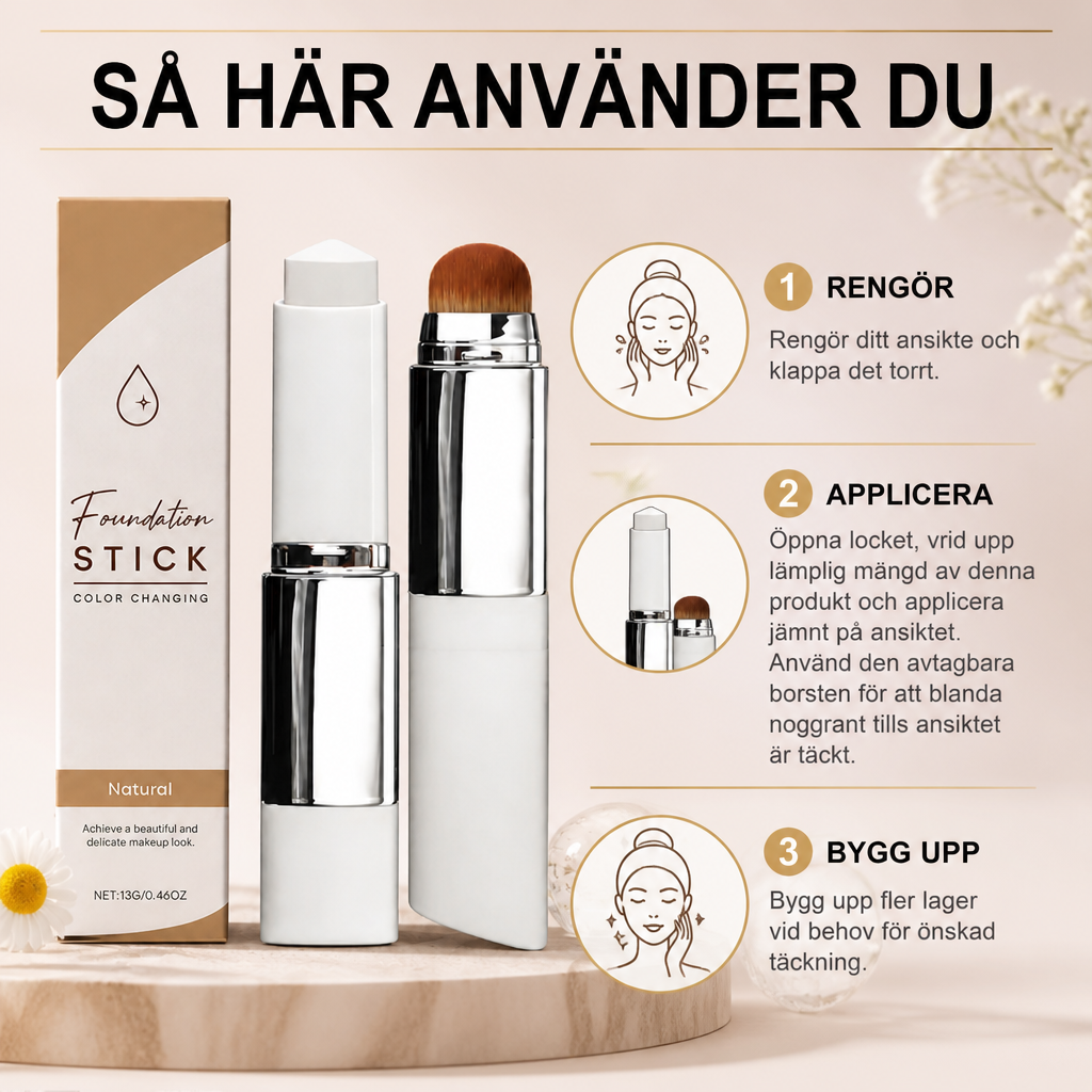 Naturlig Foundationsticka – Jämn Täckning Med Återfuktande Finish