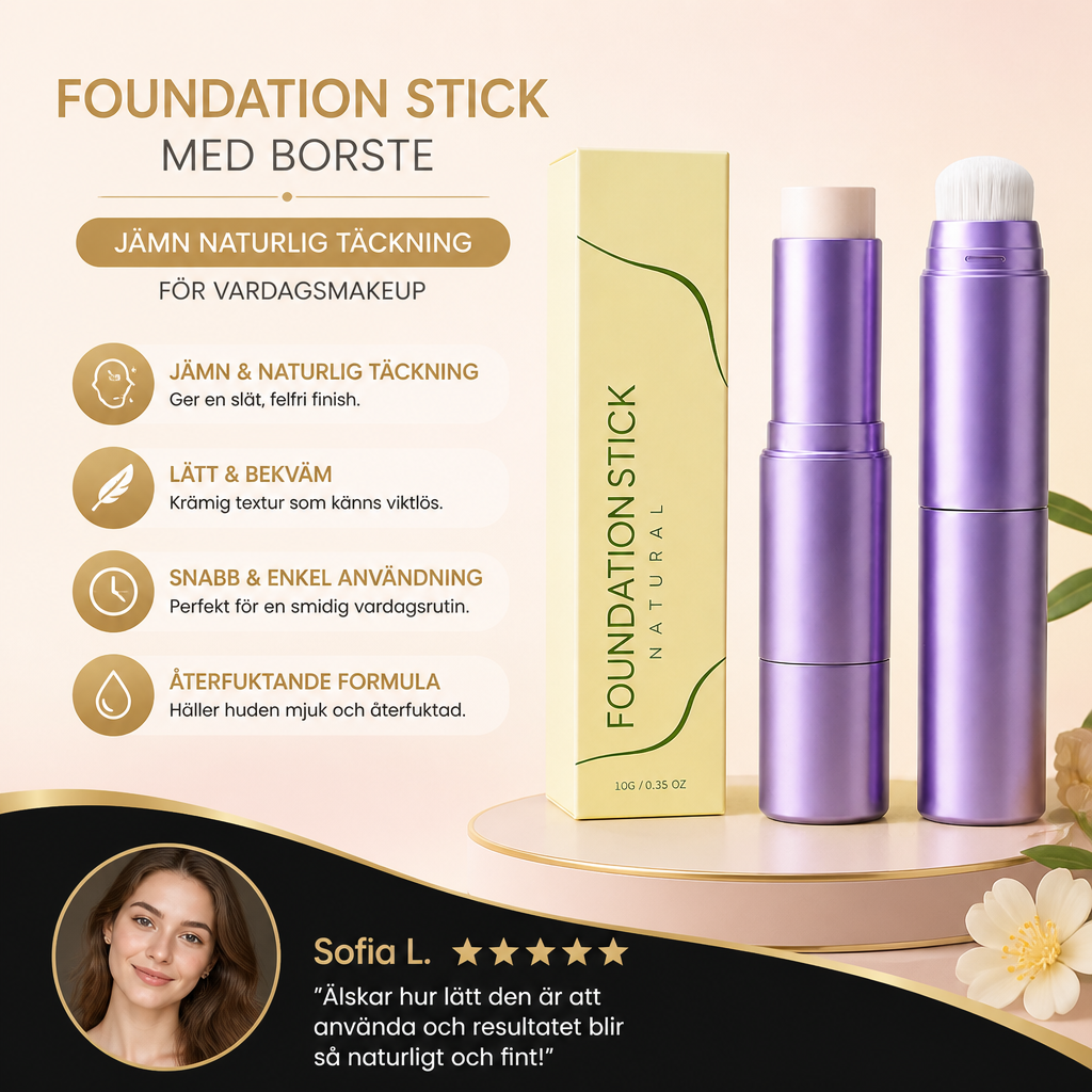 Foundationstick Med Borste – Jämn Naturlig Täckning För Vardagsmakeup