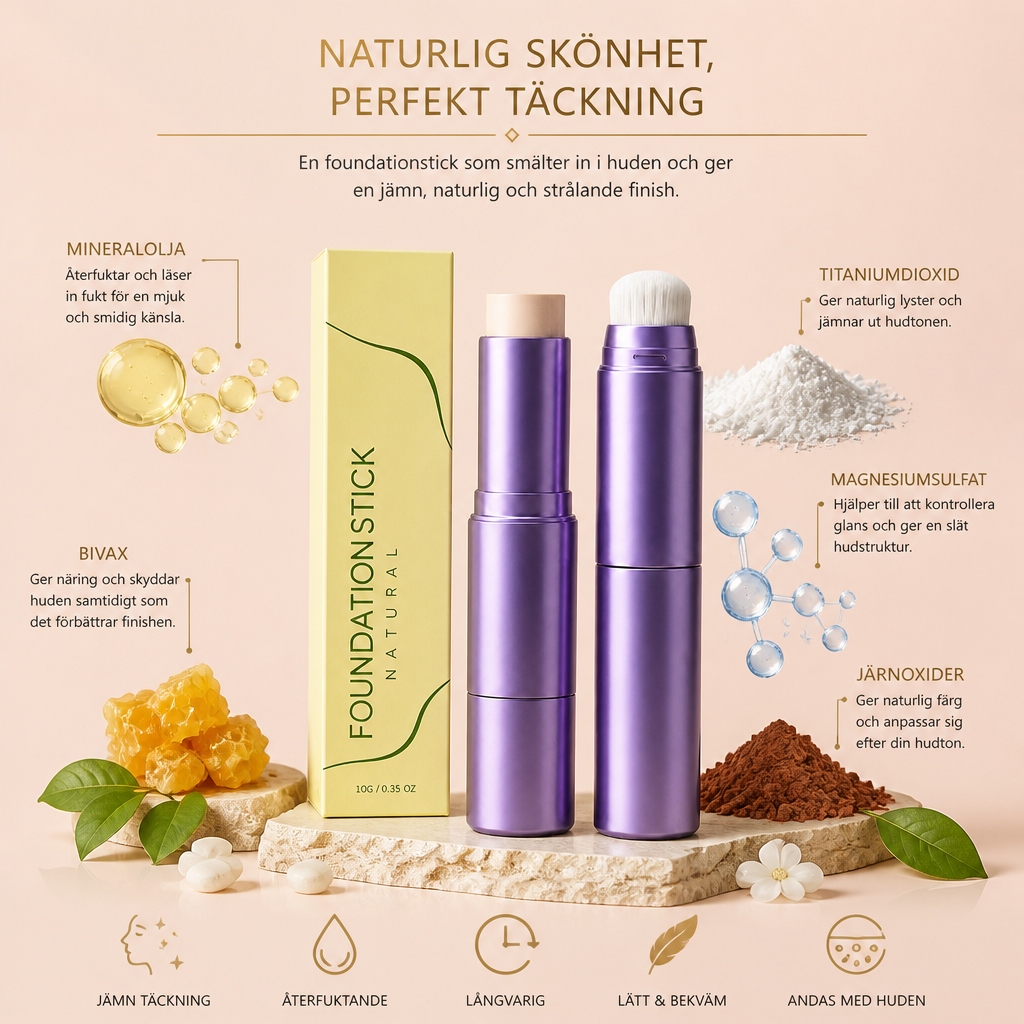 Foundationstick Med Borste – Jämn Naturlig Täckning För Vardagsmakeup
