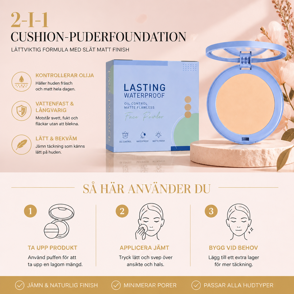 2-i-1 Cushion-puderfoundation – Lättviktig Formula Med Slät Matt Finish