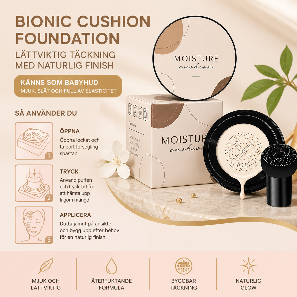 Bionic Cushion Foundation – Lättviktig Täckning Med Naturlig Finish
